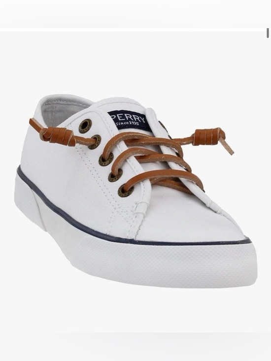 Sperry Shoes - Sperry Pier View White Canvas Boat Shoes with Brown Leather Laces